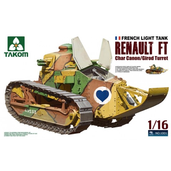 1/16 French Light Tank Renault FT Char Cannon with Girod Turret