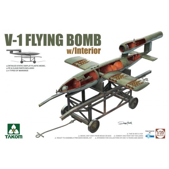 1/35 V-1 Flying Bomb w/Interior & Transport Trolley