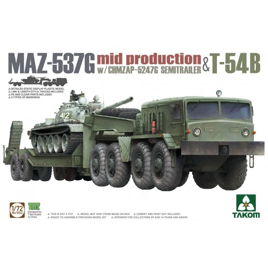 1/72 MAZ-537G w/ChMZAP-5247G Semi-trailer Mid & T-54B