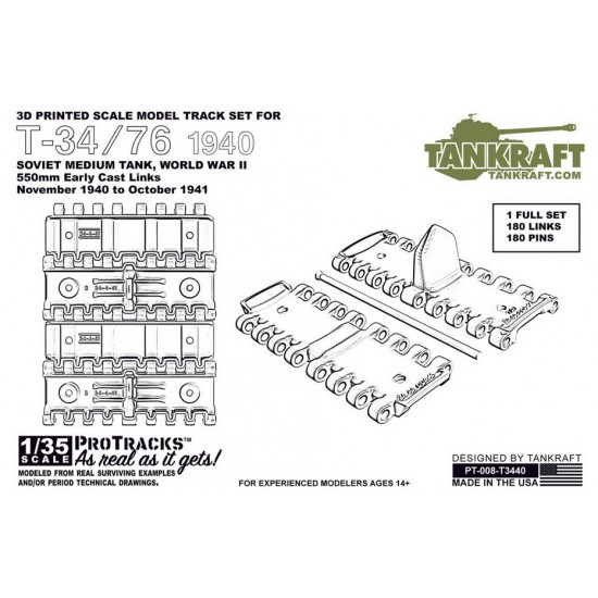 1/35 T-34/76 1940 Early Cast Tracks for Mono X Dragon kit #MD-004