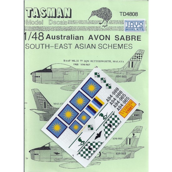 1/48 RAAF Avon Sabre South-East Asia Schemes Decals