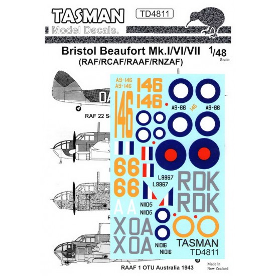 1/48 Bristol Beaufort Mk.I/VI/VII Decals