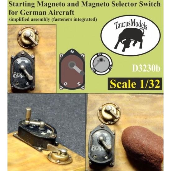 1/32 Starting Magneto & Magneto Selector Switch for German Aircraft (Fasteners Integrated)