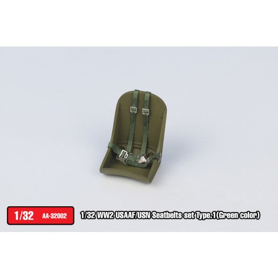 1/32 WWII USAAF/USN Fabric Seatbelts Type No.1 (Green colour, 2 Sets)