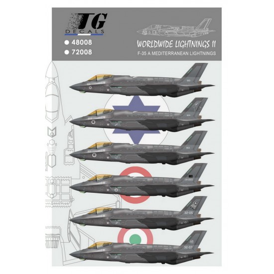 Decals for 1/48 Worldwide Lightnings II (F-35A Mediterranean Lightnings)