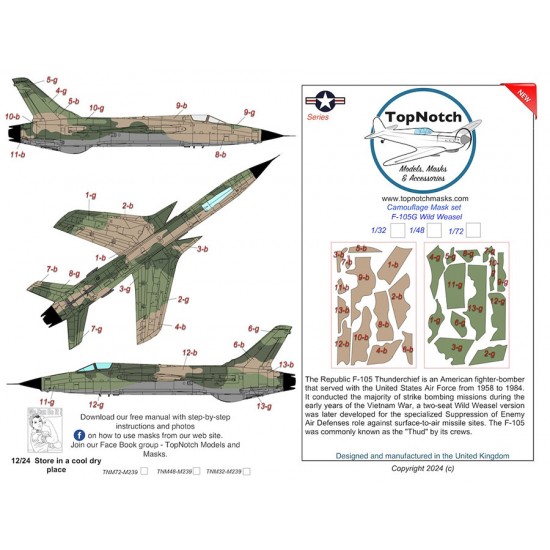 1/72 F-105G Wild Weasel Camo Masks