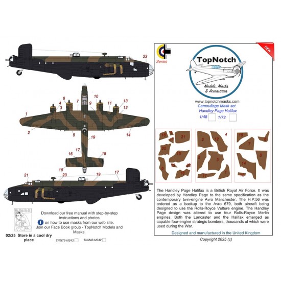 1/72 Handley Page Halifax MKIII Camo Masks