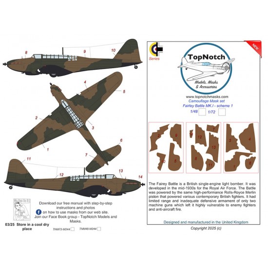 1/72 Fairley Battle Mk.I - Scheme 1 Camo Masks