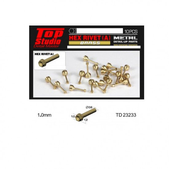 1.0mm Hex Rivets Ver. A #Brass (10pcs) Top Studio TD23233