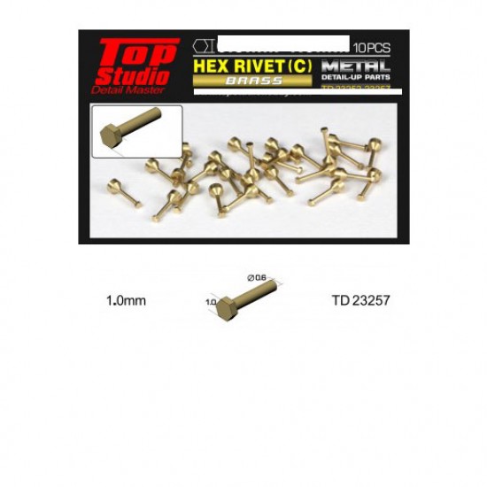 1.0mm Hex Rivets Ver. C #Brass (10pcs) Top Studio TD23257