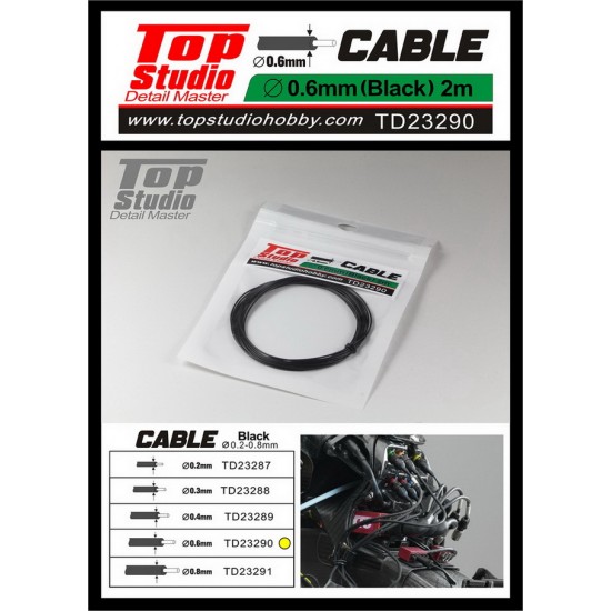 Black Cable (dia. 0.6mm, L: 2m)