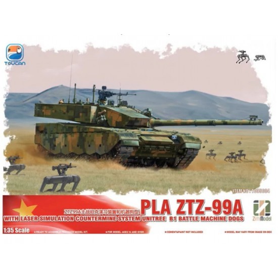 1/35 ZTZ-99A MBT Laser Simulation Countermine System and Unitree B1 Battle Machine Dogs