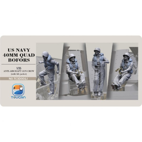 1/35 US Navy 40mm Quad Bofors Anti-Aircraet Gun Crew with Life Jacket
