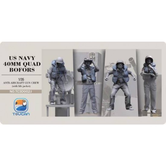1/35 US Navy 40mm Quad Bofors Anti-Aircraet Gun Crew with Life Jacket