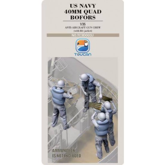 1/35 US Navy 40mm Quad Bofors Anti-Aircraet Gun Crew with Life Jacket