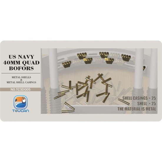 1/35 US Navy 40mm Quad Bofors Metal Shells and Metal Shell Casings