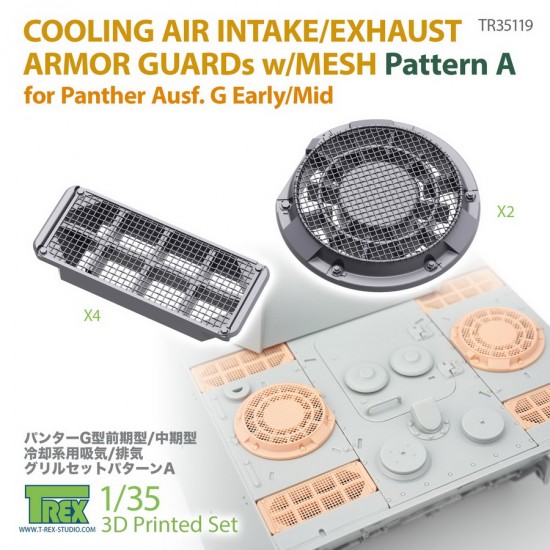 1/35 Panther G Early/Mid Pattern A Cooling Air Intake/Exhaust Armour Guards w/Mesh