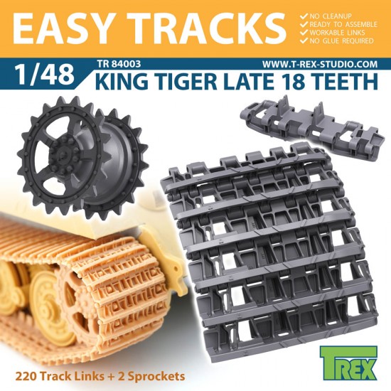1/48 King Tiger Late 18 Teeth Tracks w/Sprockets for Tamiya kits