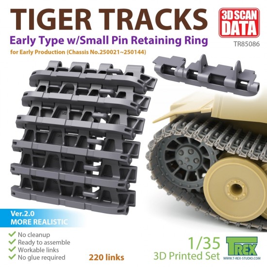 1/35 WWII German Tiger I Early Workable Tracks (Small Pin Rings, 3D ...