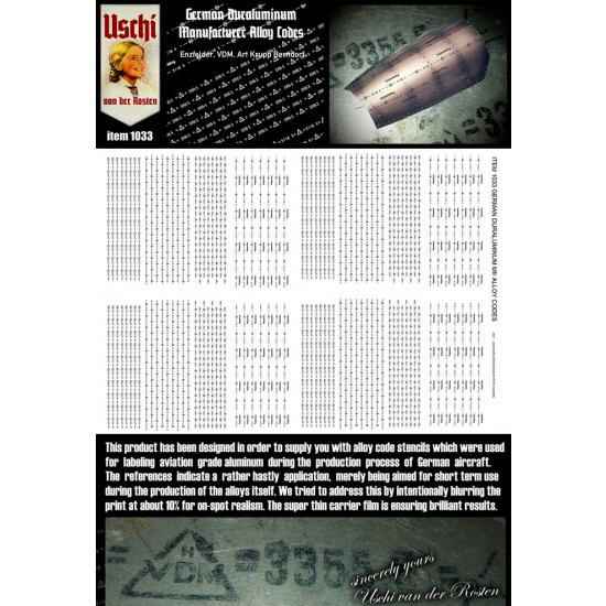 Decal for 1/32 German Duraluminum Manufacturer Alloy Codes MAXI (A5)