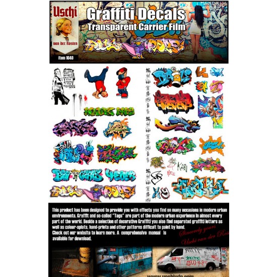 Graffiti Decals - Partially on the Mural/ Artisitic Side (Transparent, w/Sprayer tags)