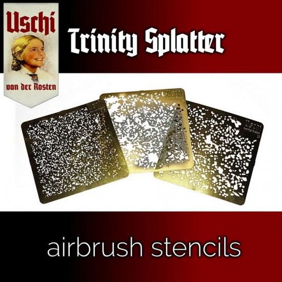 Trinity #1 Splatter Stencil Airbrush Stencil Set (3 sheets, 6x6cm/2x2 inches)