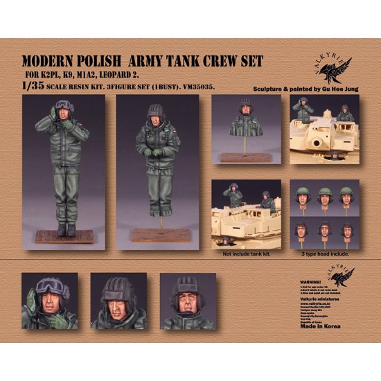 1/35 Modern Polish Army Tank Crew set for K2PL/K9/M1A2/Leopard 2 (2 figures and 1 bust)