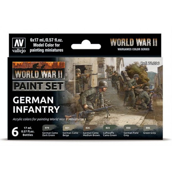 Acrylic Model Colour Paint Set - WWII German Infantry (6 x 17ml)