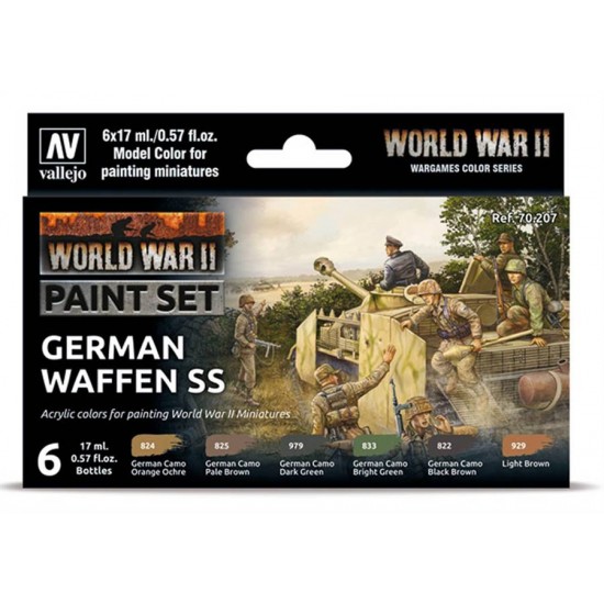 Acrylic Model Colour Paint Set - WWII German Waffen SS (6 x 17ml)