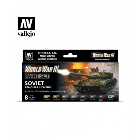 Acrylic Model Colour Paint Set - WWIII Soviet Armour & Infantry (8 x 17ml)