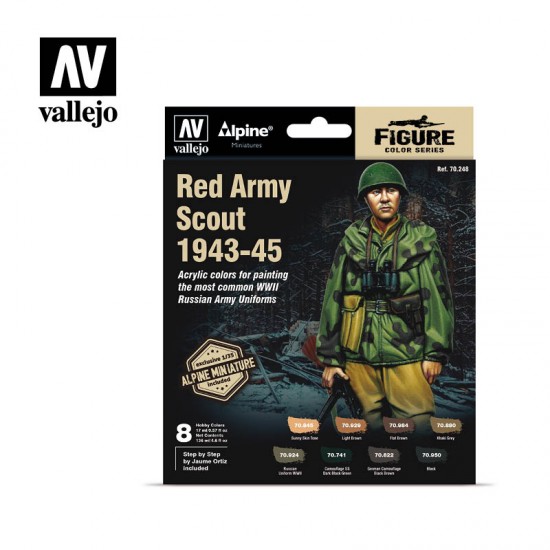 Acrylic Paints Set w/Figure - Red Army Scout 1943-45 (8x17ml & Alpine Miniatures)