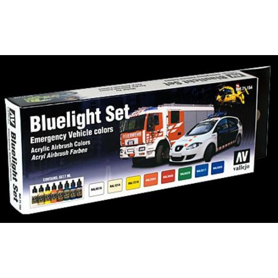 Model Air Blue Light Emergency Vehicle Colour Acrylic Paint Set (8 x 17ml)