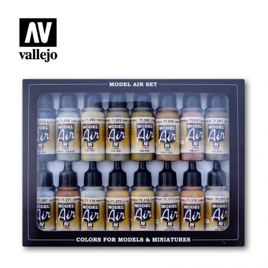 Model Air Acrylic Airbrush Paint - WWII German Europe & Africa (16 x 17ml)