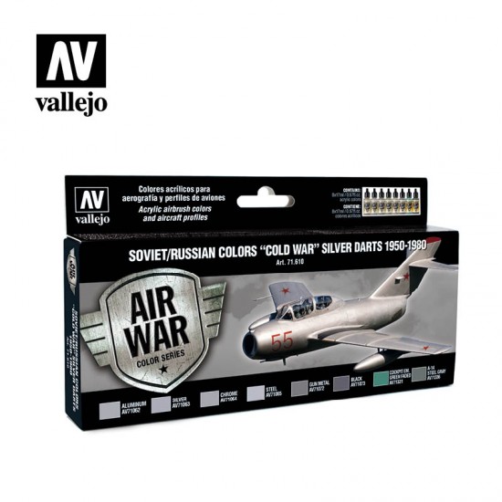 Model Air Acrylic Paint Set - Soviet/Russian "Cold War" Silver Darts 1950-1980 (8 x 17ml) 