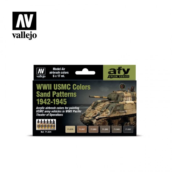 AFV Acrylic Paint Set - WWII USMC Colors Sand Patterns 1942-1945 (6x 17ml)