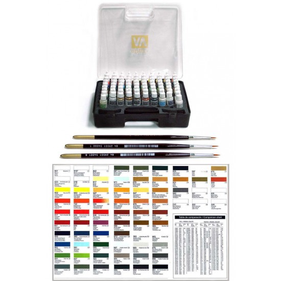 Vallejo Model Color Hobby Range Box Set (72 colours + 3 brushes + Carry  Case)