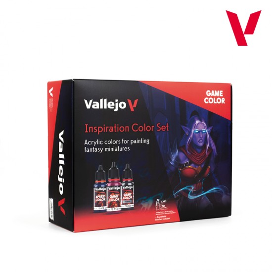 Acrylic Paints Set - Inspiration Game Colour (48x 18 ml/0.6 fl oz, 3 brushes)