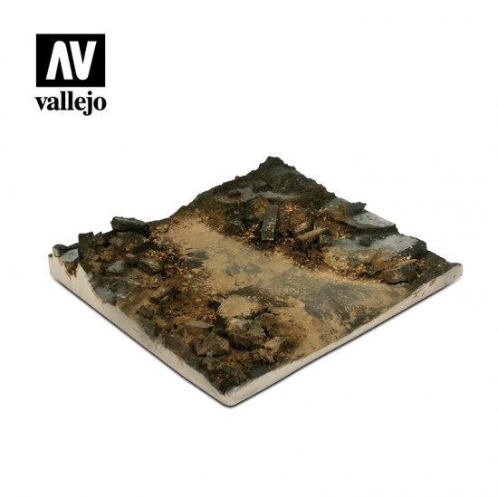 Rubble Street Section Diorama Base 14 x 14 cm (5.51 x 5.51 in)