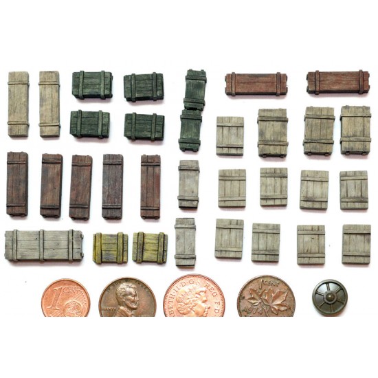 1/56 (28mm Scale) Wargame Stowage Set - Crates #1 (32pcs)