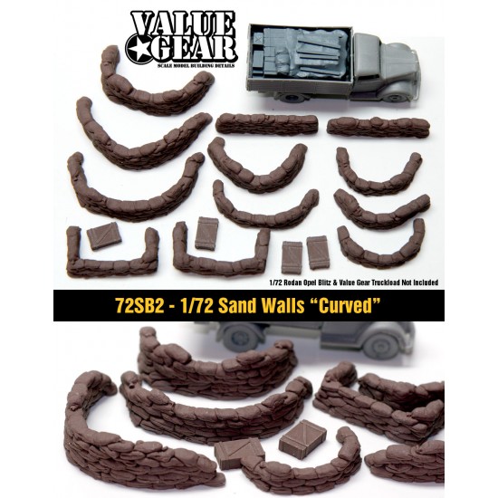 1/72 Sandbags Walls "Curved" (16 pieces)