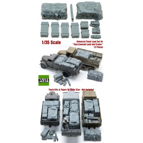 1/35 Universal Truck Load Set #4 - Tarp Covered Loads & Crates (12pcs) 