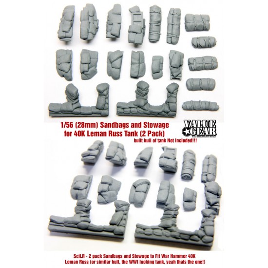 28mm Scale Sandbags and Stowage for WarHammer Leman Russ (2 Packs)
