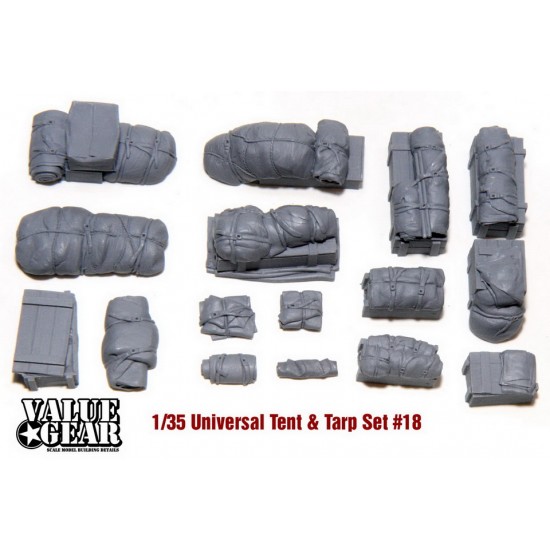 thumbnail image 2 of Value Gear 1/35 Universal Tents & Tarps Set #14 – 12 Pieces Resin Model Kit, WWII Military Diorama 2 of 3