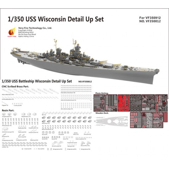 Very Fire 1/350 USS Battleship BB-64 Wisconsin detail set for VF350912 VF350012 