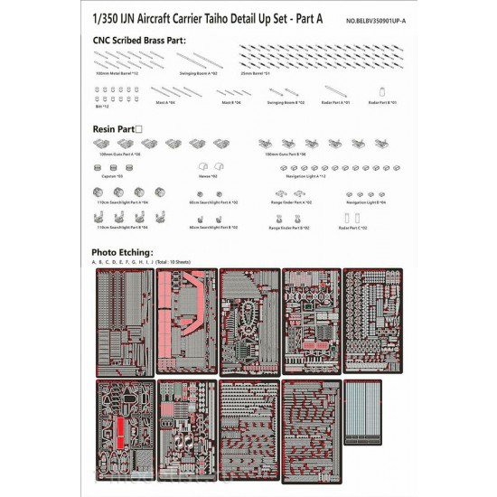 1/350 IJN Aircraft Carrier Taiho Detailup Set Part A Very Fire
