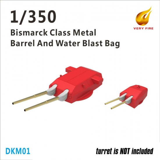 1/350 German Battleship Bismarck Metal Gun Barrel & Water Blast Bag for Tamiya/Revell/Trumpeter kits
