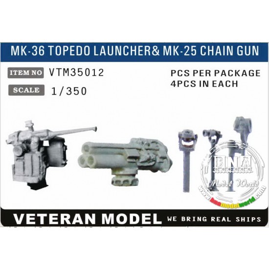 1/350 Modern US MK-36 Torpedo Launcher & Mk-38 Chain Gun