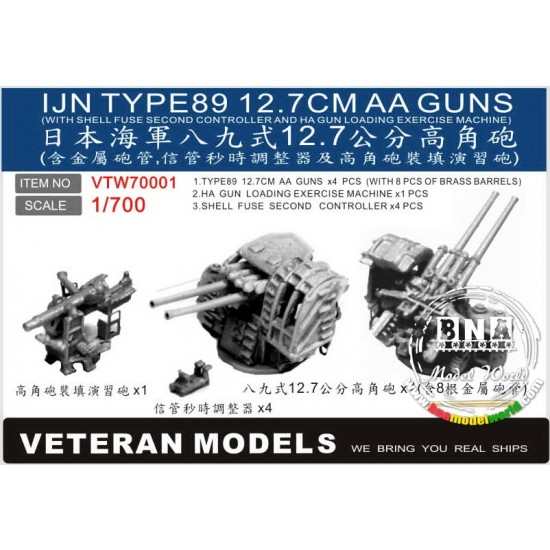 1/700 IJN Type 89 12.7cm AA Guns w/Fuse 2nd Controller&Ha Gun Exercise Machine