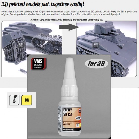 FLEXY 5K CA Contact Adhesive for 3D printed parts and models (20g dropper bottle)
