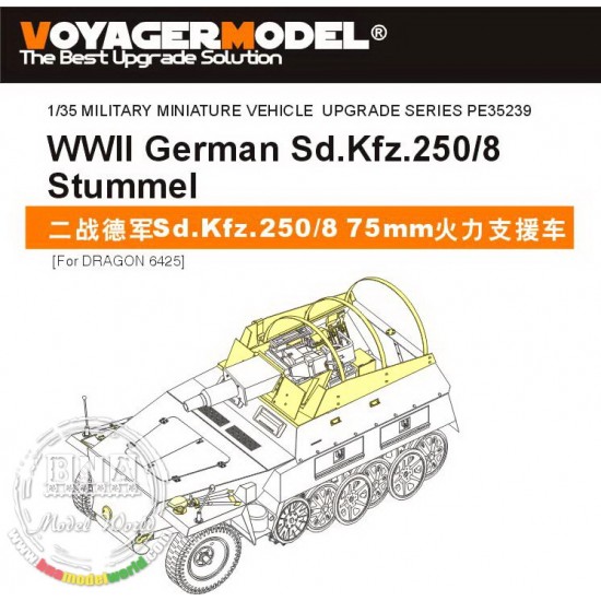 1/35 WWII German SdKfz.250/8 "Stummel" Detail Set for Dragon kit #6425
